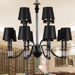 Lustre estilo vela retrô preto de 12 luzes