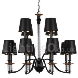 Lustre estilo vela retrô preto de 12 luzes