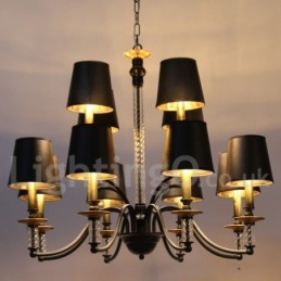 Lustre estilo vela retrô preto de 12 luzes