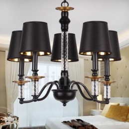 Lustre estilo vela retrô preto de 5 luzes