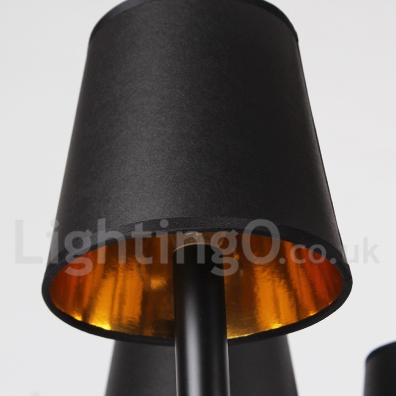 Lustre estilo vela retrô preto de 5 luzes