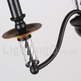 Lustre estilo vela retrô preto de 5 luzes
