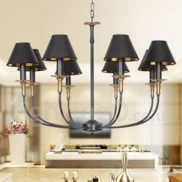 Lustre estilo vela contemporâneo preto retrô de 8 luzes