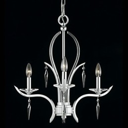 Lustre de cristal em destaque com 3 luzes em roxo