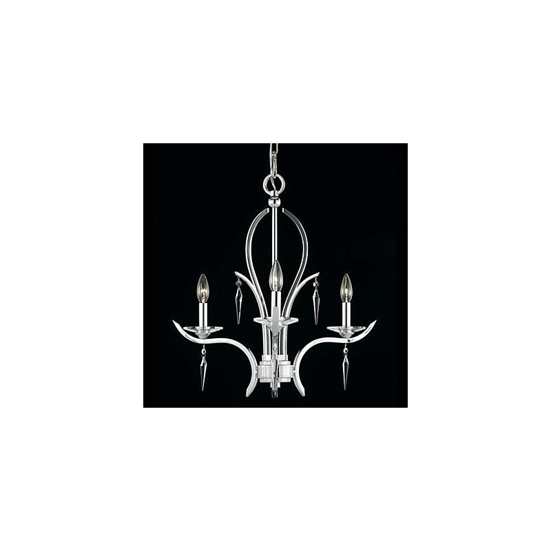 Lustre de cristal em destaque com 3 luzes em roxo