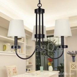 Lustre estilo vela preta contemporânea retrô de 3 luzes