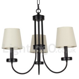 Lustre estilo vela preta contemporânea retrô de 3 luzes