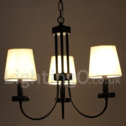 Lustre estilo vela preta contemporânea retrô de 3 luzes