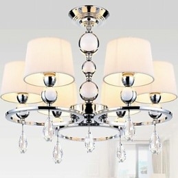 Lustre moderno contemporâneo de cristal cromado em metal