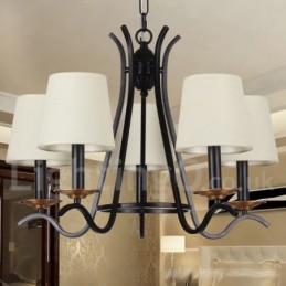 Lustre estilo vela contemporâneo retrô preto de 5 luzes