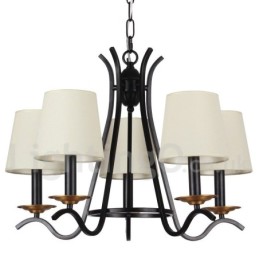 Lustre estilo vela contemporâneo retrô preto de 5 luzes