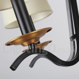 Lustre estilo vela contemporâneo retrô preto de 5 luzes