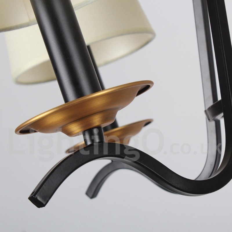 Lustre estilo vela contemporâneo retrô preto de 5 luzes