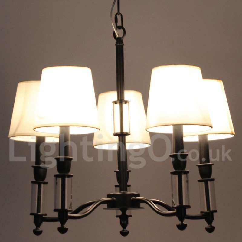 Lustre grande preto de 5 luzes e 2 níveis, estilo retrô contemporâneo, estilo vela