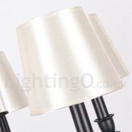 Lustre grande preto de 5 luzes e 2 níveis, estilo retrô contemporâneo, estilo vela