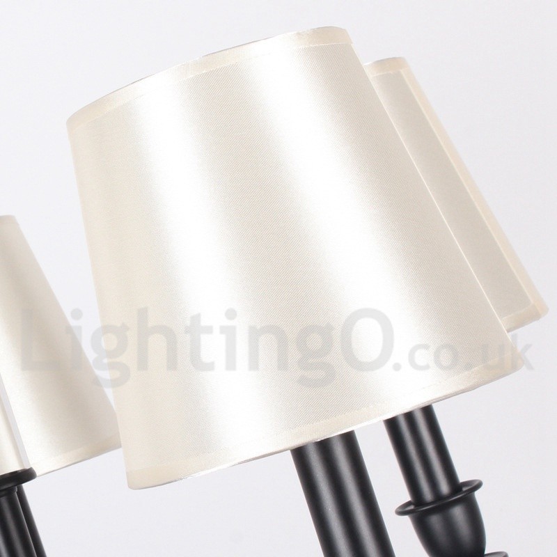 Lustre grande preto de 5 luzes e 2 níveis, estilo retrô contemporâneo, estilo vela