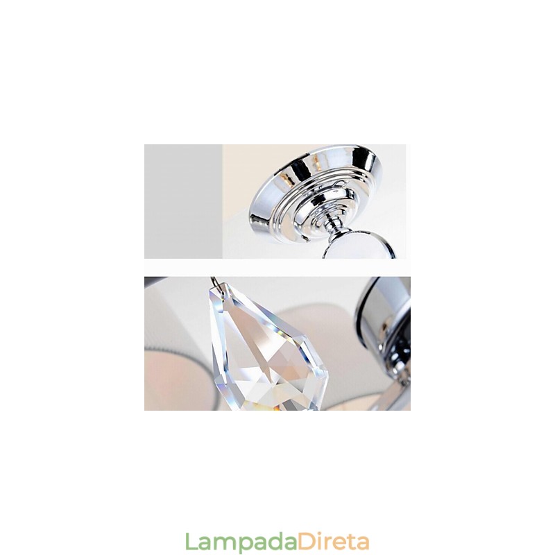 Lustre moderno contemporâneo de cristal cromado em metal