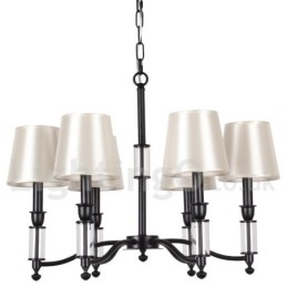 Lustre estilo vela contemporâneo retrô preto de 6 luzes