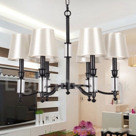 Lustre estilo vela contemporâneo retrô preto de 6 luzes Lustre estilo vela contemporâneo retrô preto de 6 luzes
