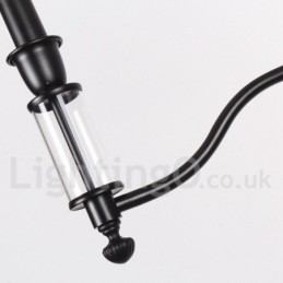 Lustre estilo vela contemporâneo retrô preto de 6 luzes