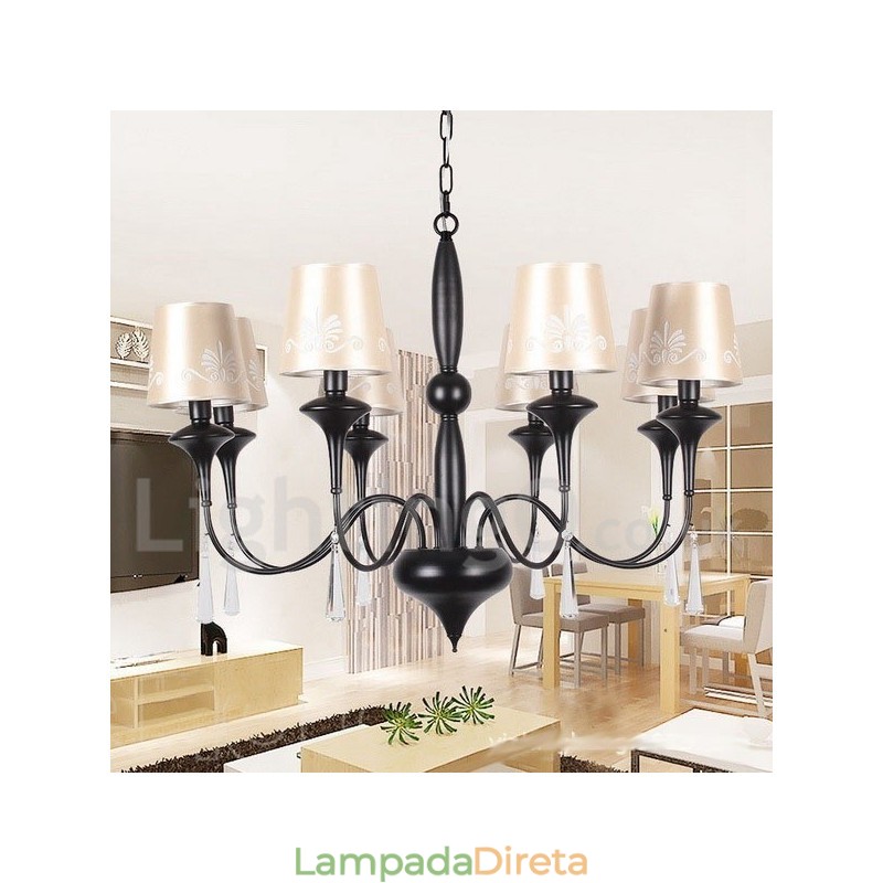 Lustre estilo vela de 8 luzes