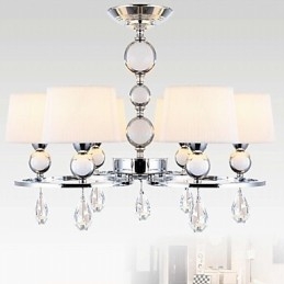 Lustre moderno contemporâneo de cristal cromado em metal