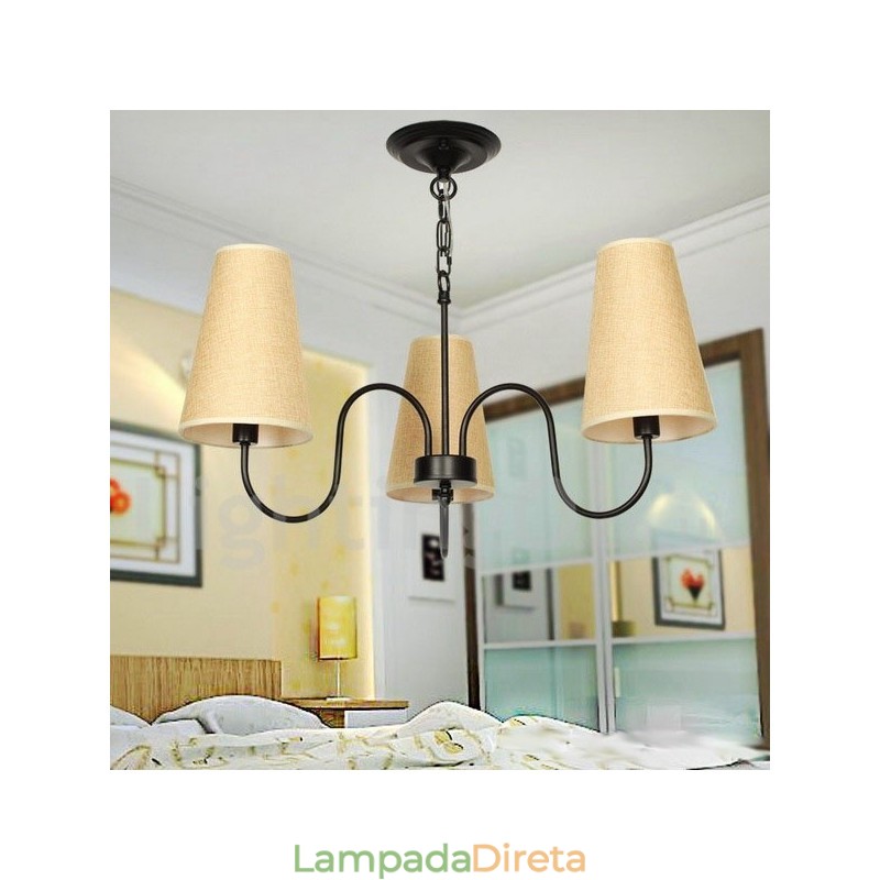 Lustre estilo vela estilo mediterrâneo retrô de 3 luzes