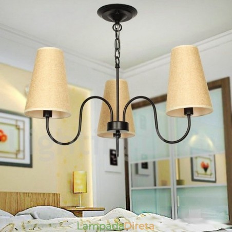 Lustre estilo vela estilo mediterrâneo retrô de 3 luzes Lustre estilo vela estilo mediterrâneo retrô de 3 luzes