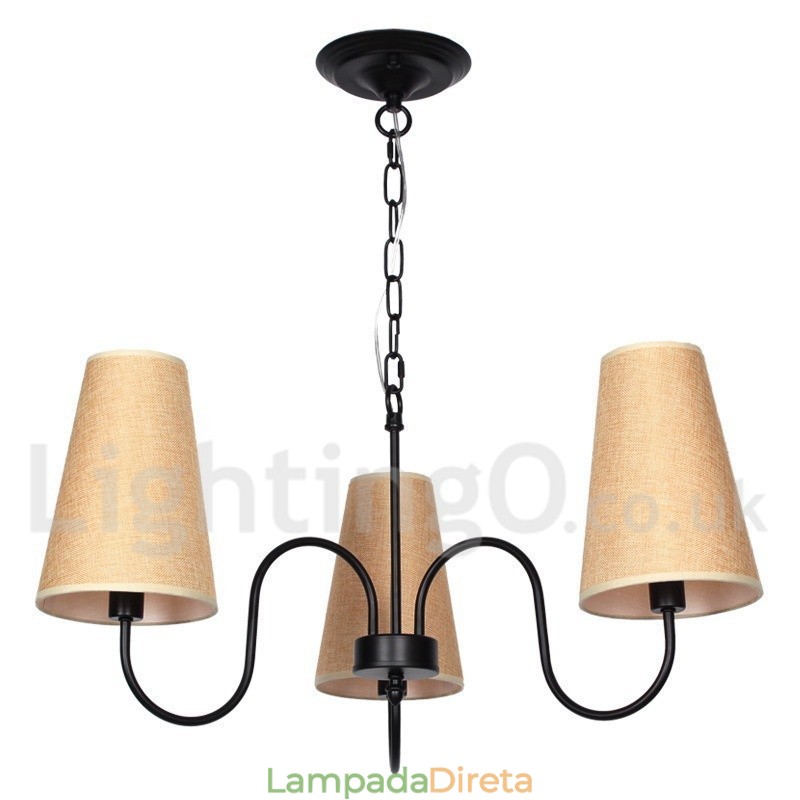 Lustre estilo vela estilo mediterrâneo retrô de 3 luzes