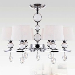 Lustre moderno contemporâneo de cristal cromado em metal