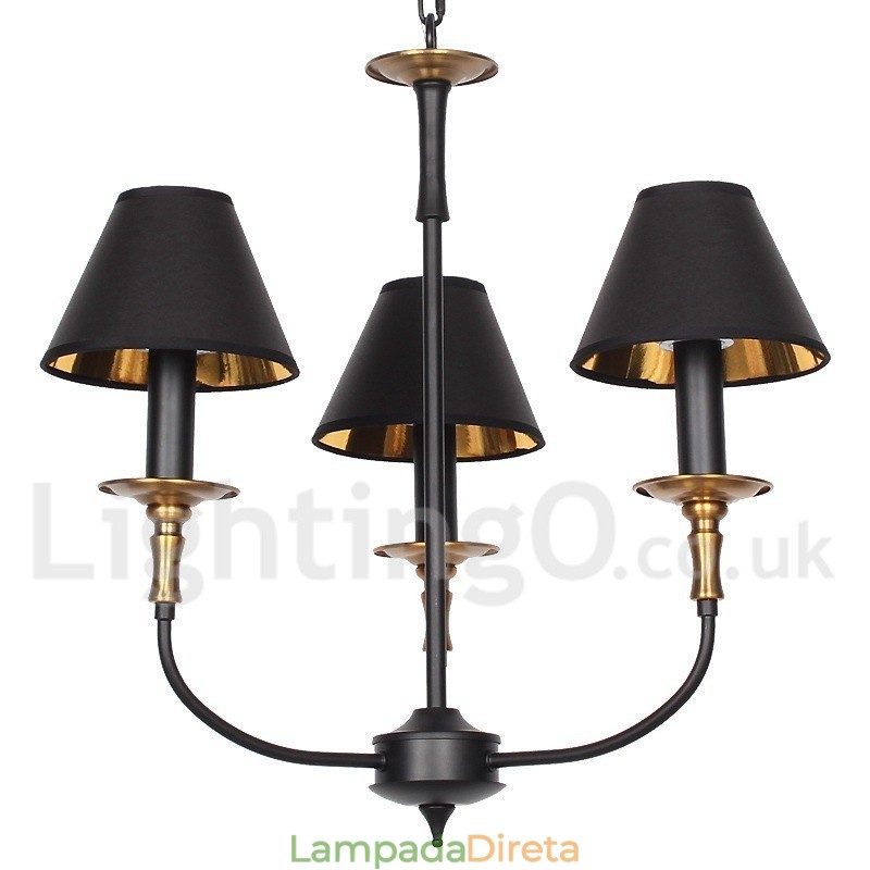 Lustre estilo vela retrô contemporâneo de 3 luzes