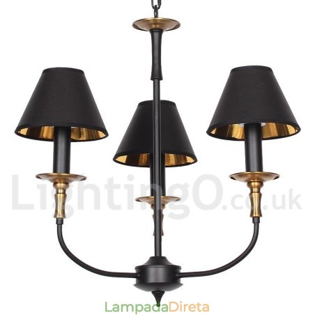 Lustre estilo vela retrô contemporâneo de 3 luzes Lustre estilo vela retrô contemporâneo de 3 luzes