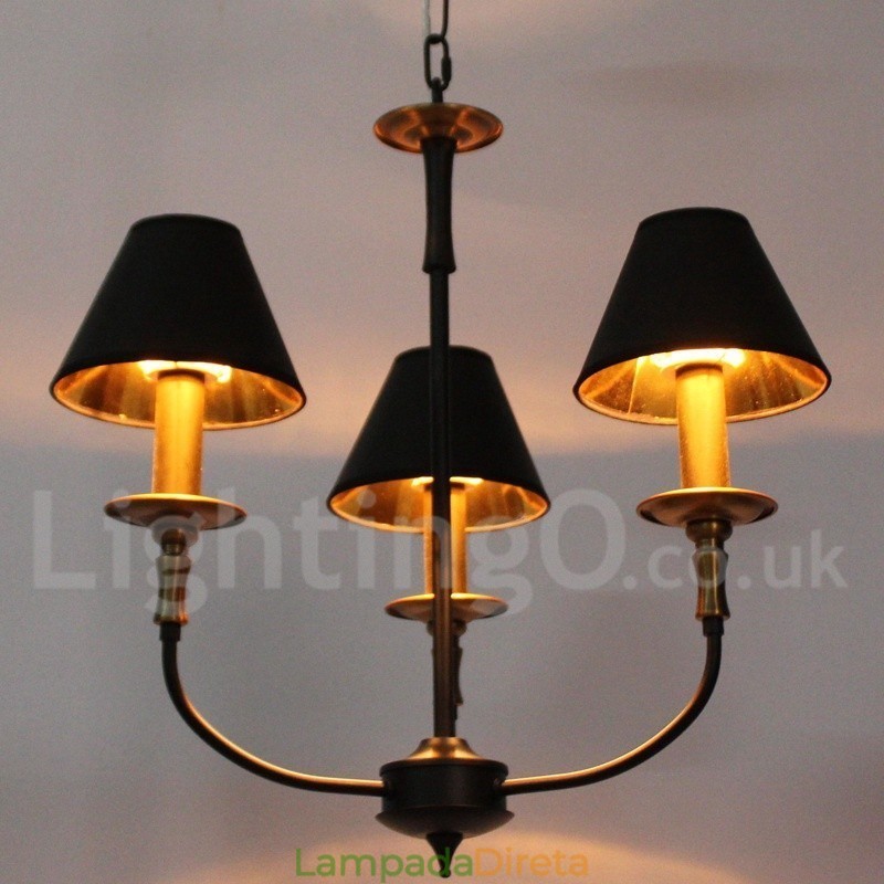 Lustre estilo vela retrô contemporâneo de 3 luzes
