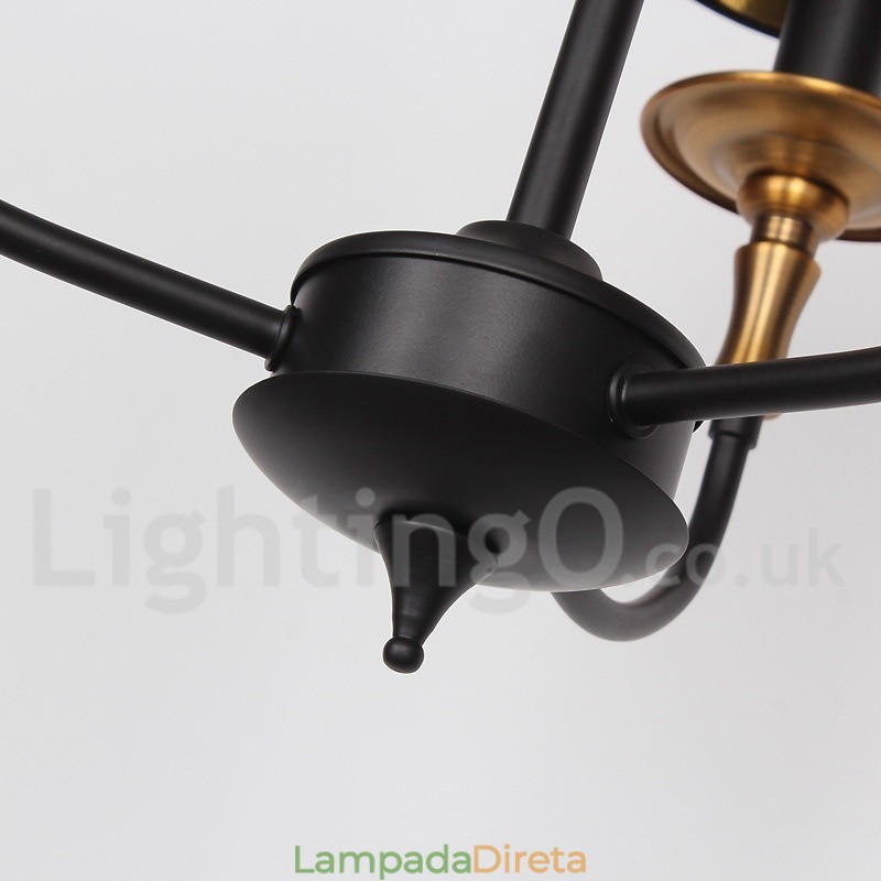 Lustre estilo vela retrô contemporâneo de 3 luzes