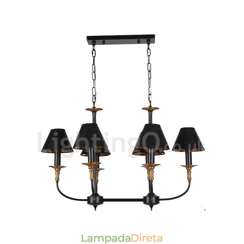 Lustre estilo vela retrô contemporâneo de 6 luzes