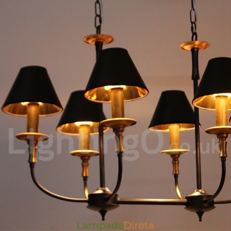 Lustre estilo vela retrô contemporâneo de 6 luzes