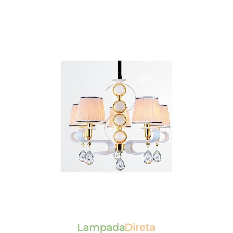 Lustre de tecido 5 luzes moderno minimalista lâmpada de alta qualidade