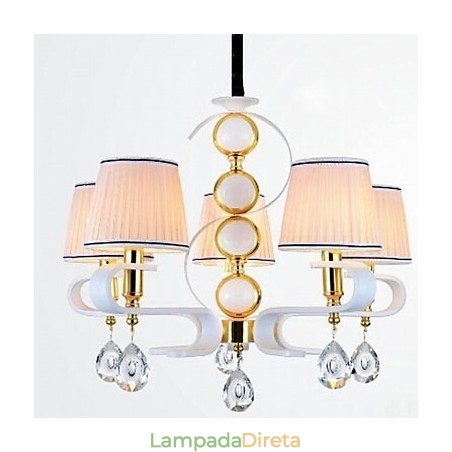 Lustre de tecido 5 luzes moderno minimalista lâmpada de alta qualidade Lustre de tecido 5 luzes moderno minimalista lâmpada de alta qualidade