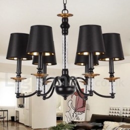 Lustre estilo vela retrô preto de 6 luzes
