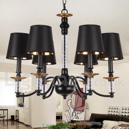 Lustre estilo vela retrô preto de 6 luzes Lustre estilo vela retrô preto de 6 luzes