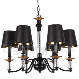 Lustre estilo vela retrô preto de 6 luzes