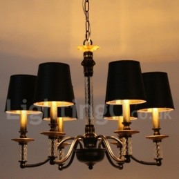 Lustre estilo vela retrô preto de 6 luzes