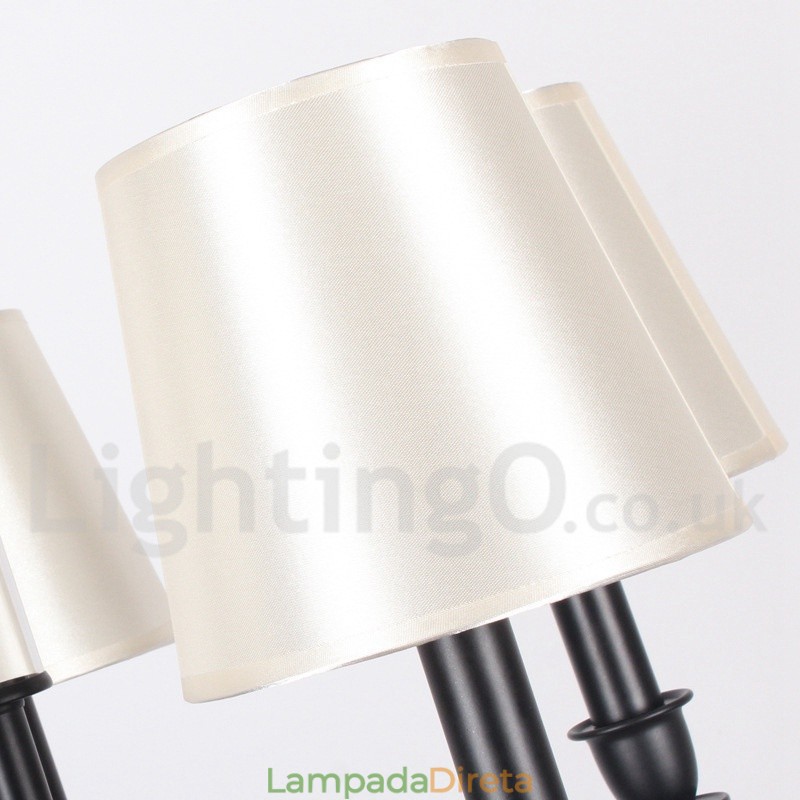 Lustre grande preto de 12 luzes, 2 níveis, estilo retrô, contemporâneo, estilo vela