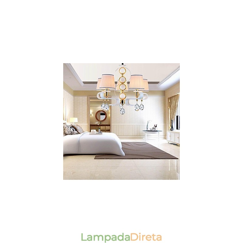 Lustre de tecido 5 luzes moderno minimalista lâmpada de alta qualidade