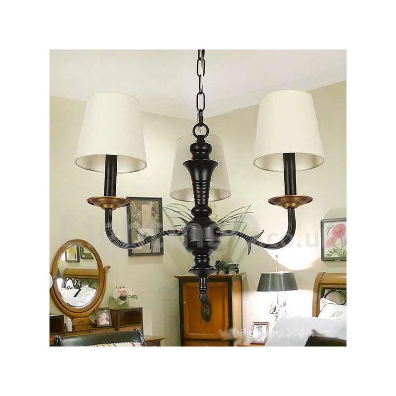 Lustre estilo vela retrô contemporâneo de 3 luzes