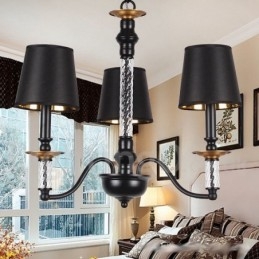 Lustre estilo vela retrô preto de 3 luzes