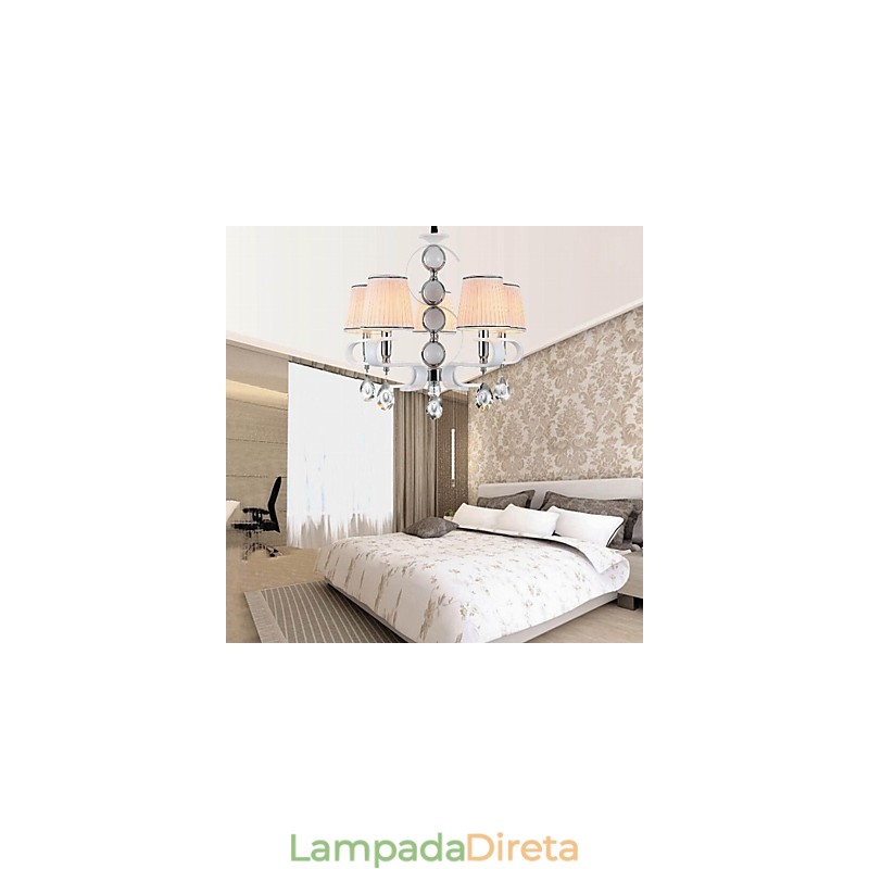 Lustre de tecido 5 luzes moderno minimalista lâmpada de alta qualidade
