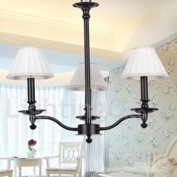 Lustre estilo vela preta contemporânea retrô de 3 luzes