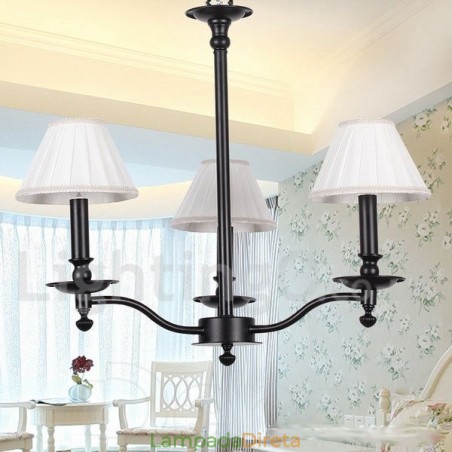 Lustre estilo vela preta contemporânea retrô de 3 luzes Lustre estilo vela preta contemporânea retrô de 3 luzes