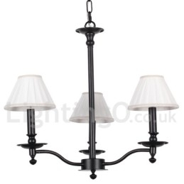 Lustre estilo vela preta contemporânea retrô de 3 luzes